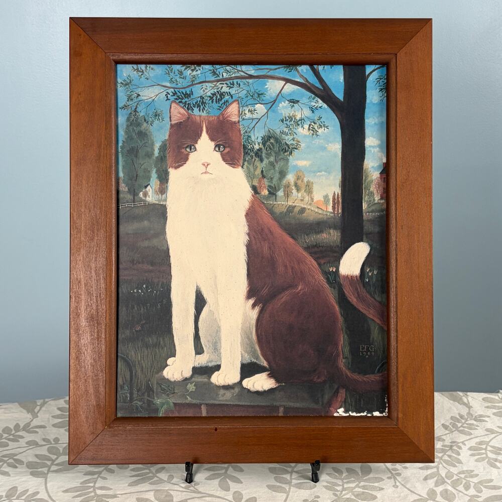 Elizabeth F. Gilkey Vintage Cat Wall Art Folk Print 1989 Sullins House